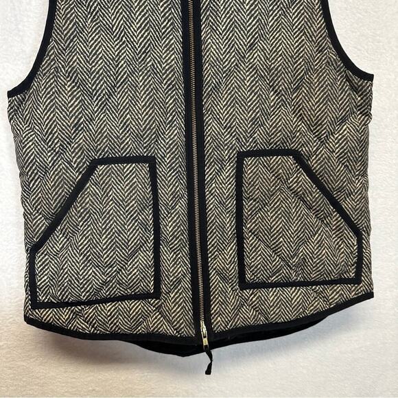 J. Crew Factory Black &‎ White Herringbone Down Fill Vest Size M - Picture 3 of 10